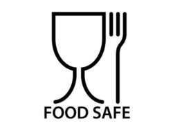 Lebensmittelkontaktmaterialien tragen dieses Food-Safe-Zeichen, wenn sichergestellt ist, dass keine Migration von gesundheitsgefährdenden Stoffen von dem Material auf die Lebensmittel übergeht.