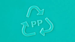 Close-up of the recycling symbol for polypropylene.