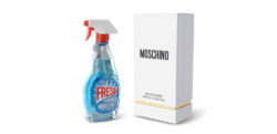 Unique combination of quirky bottle and luxury scent: Eau de Toilette by Moschino. The spray top, however, is only a gimmick. Photo: Moschino