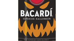 A bottle of Bacardi with its spooky Halloween label.