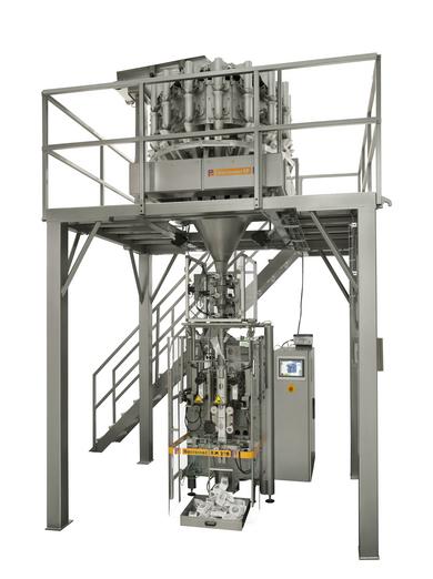 Combination weigher CP-16-S32 in combination with the vertical form, fill and seal machine RM-270